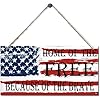 Patriotic Decor July 4th Decor Sign Independence Day Patriotic Labor Day Decor Home Of The Free Because Of The Brave Farmhouse Rustic Wooden Signs 6×12 Inch