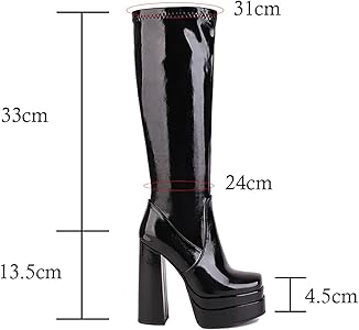 Amazon.com: VULTRO Black Platform Knee High Boots for Women Side