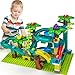 burgkidz Upgrade Marble Run Big Building Blocks with Hitting Hammer and Elevator, 130 Pieces Marble Race Track Ball Maze Game for Boys and Girls, Construction Toys for Kids Age â€‹3-14 Years