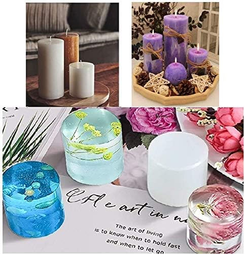 Pillar Candle Moulds for Candle Making, Cylinder Silicone Candle Moulds for Resin Casting Epoxy Mold, DIY Silicone Mould for Making Wax Candles, Soaps, Crafts (2Pcs)
