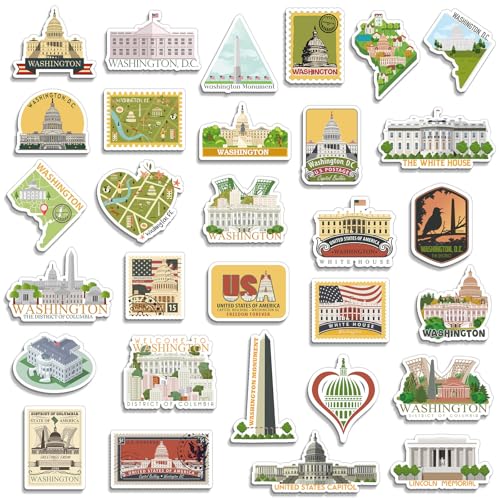 Konohan 30 Pcs Washington, D. C. Souvenirs Gifts Washington, D. C. Magnet for Refrigerator City Magnetic Refrigerator Stickers for Home Decoration