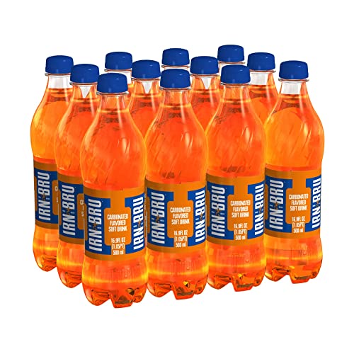 Image of IRN-BRU Original Scottish Sparkling Soda, Citrus Flavored Carbonated Drink - Sparkling Flavored Soft Drink, 32 Flavor Recipe, 16.9 fl oz Bottles, Pack of 12