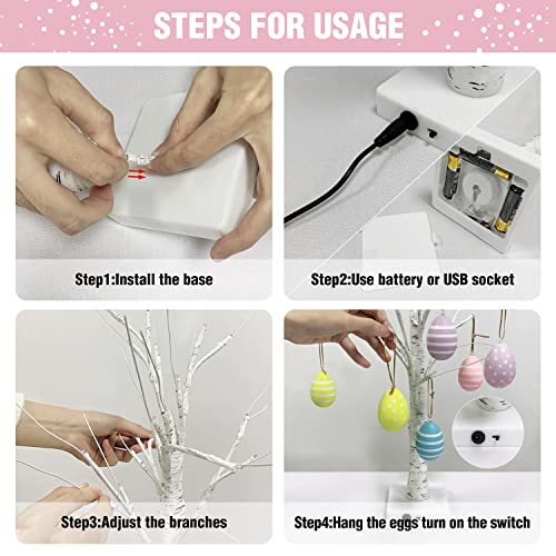 Higahy Lighted Birch Tree, Birch Twig Tree With Lights,Warm White 24 Led Battery/Usb Powered For Tabletop Decorations,Twig Tree For Indoor Party Home Wedding Party Valentine Day Easter #TOP2