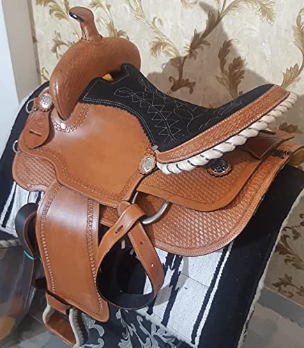 Deen, Enterprises Kid's Pony & Adult Classic Quality Premium Leather Comfort Western Barrel Racing Trail Equestrian Horse Saddle, Size 16" INCHES SEAT Available.