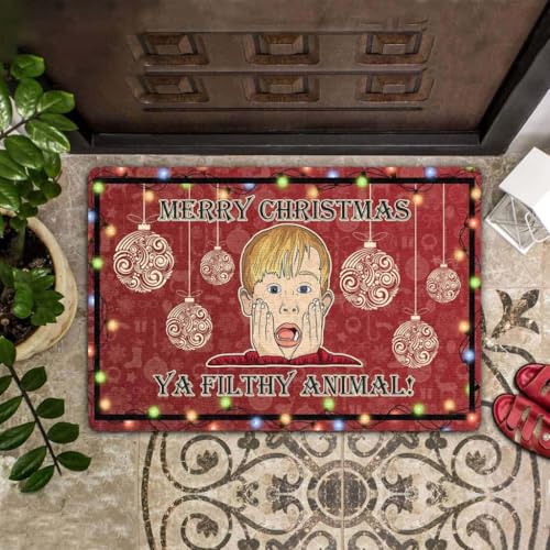 ���փ}�b�g �����[�N���X�}�X�A���������̃M�t�g�f�R���[�V���� 50×80cm doormat Merry Christmas Ya Filthy Animal Gift Decor