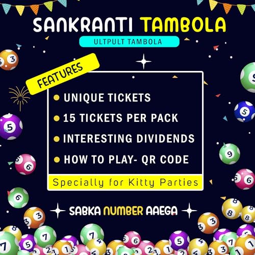 Image of Makar Sankranti Theme Tambola Tickets - India Map Theme | Hindi | Bingo Housie Game for Festive Celebrations | Fun for Kitty Party, Family and Friends Gatherings (Set of 15 Tickets)