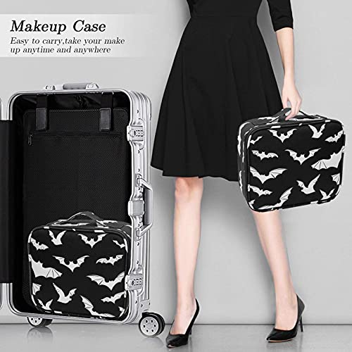 9Ch Goth Makeup Organizer Bag, Travel Makeup Bags For Women Large Cosmetic Bag With Adjustable Dividers Portable Bat Cosmetic Case For Cosmetics Makeup Brushes Toiletry Jewelry #TOP6