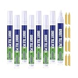 8 Stück Fugenstift Weiß, Fugenweiß für Fliesen Im Badezimmer, Fliesenstift Weiß mit Ersatzspitze für Reparatur Von Fliese Pflegen Zu Hause