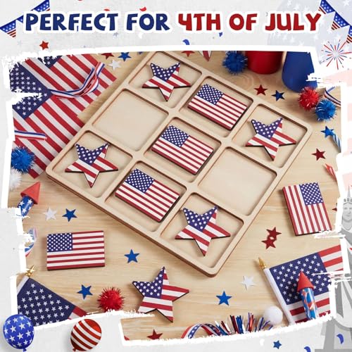 American Flag Wooden Tic Tac Toe Juego de Mesa miniatura 5