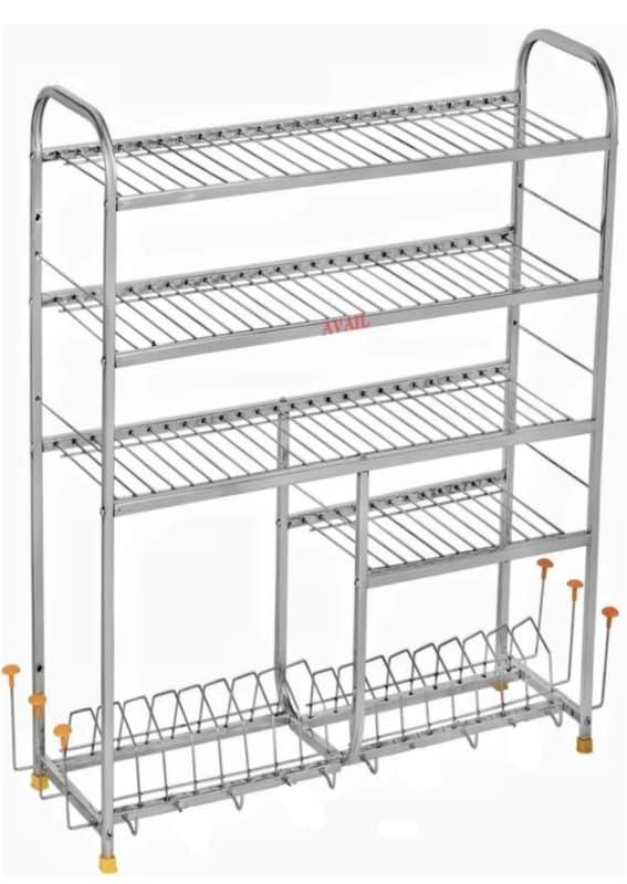 AVAIL Stainless Steel Over Sink Dish Drainer Rack | Space Saving Dish Drying Rack | Plate Cutlery Stand | Kitchen Utensil Rack | Kitchen Organizer (31×24 Inch)