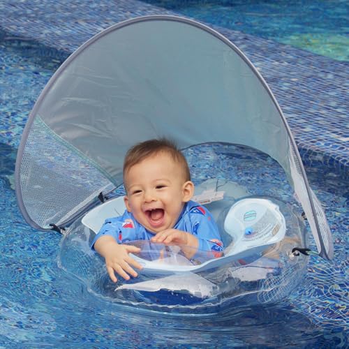 Swimava G6 Tummy Ring with Canopy (Age 3-24 Months) - Safe, Inflatable Baby Swim Trainer, Easy-to-Use Toddler Float, Water Play & Swim Skills Development Aid for Infants (Macaron)