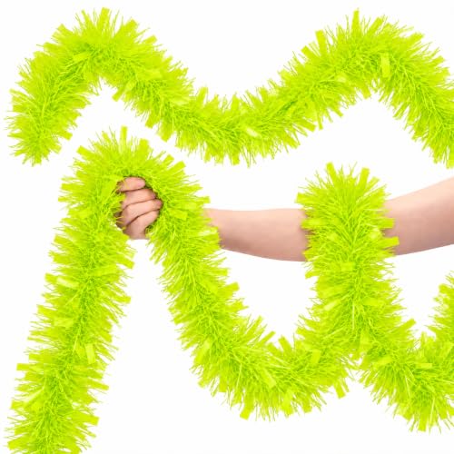53Ft Light Green Xmas Tinsel Garland, Metallic Foil Twist Garland Decor