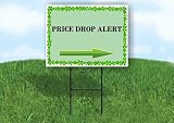 Price Drop Alert St. Patrick's Day Irish Clover Sage Green Right Arrow Single Sided 18x24 in. Yard Road Sign w/Stand