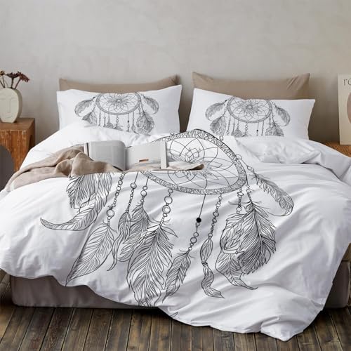 Housse de couette 240x260 zippée attrape-rêves au motif imprimé 3D haute définition - 3