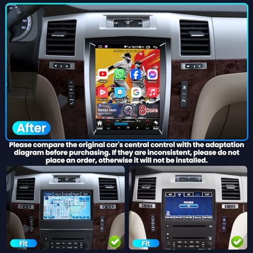 Image of [8Core-4G+64G] Car Radio for Cadillac Escalade SLS 2007-2014: 9.7 inch Touch Screen Stereo with CarPlay Android Auto Bluetooth 5GWiFi GPS Navigation FM AM RDS DSP SWC Backup Camera