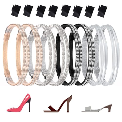 Shoe straps for heels,heel straps for high heels,shoe straps for loose shoes,suitable for fixing loose high heels Elastic high heels(4 Pairs)