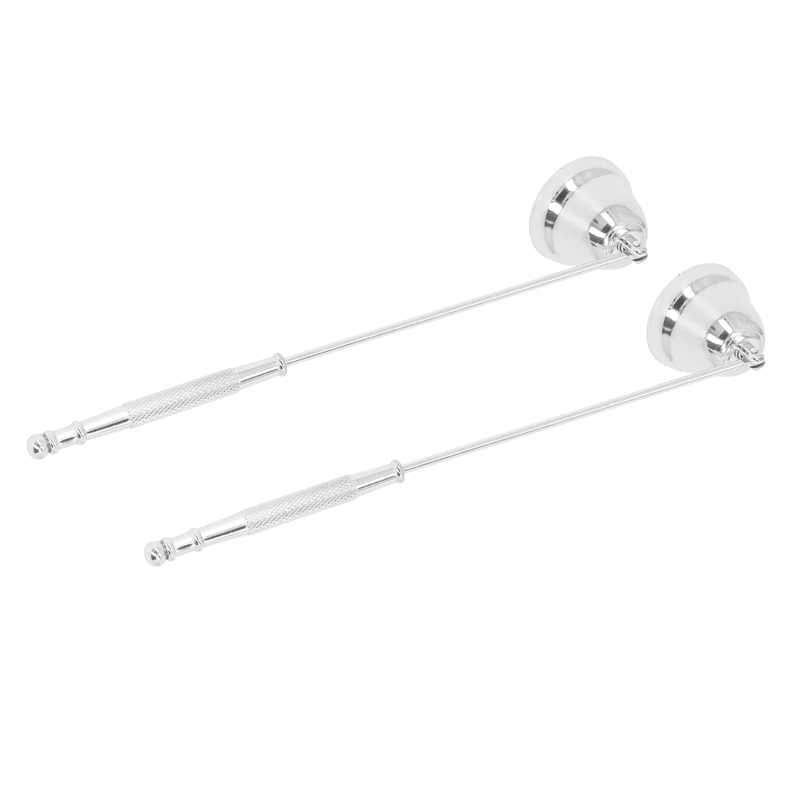 Fydun Candle Snuffer, 2PCS Snuffer Extinguisher with Bellshaped Candle Extinguisher Cover Wick Candlesnuffers Long Handle Wick Accessory Extinguishing Tool (Silver)
