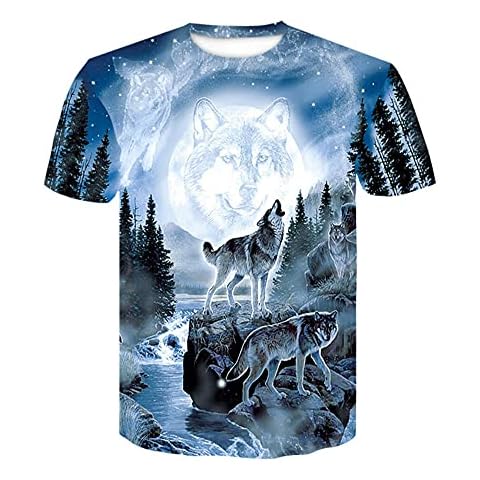 Treer 3D Wolf Print Summer T-Shirt Cover