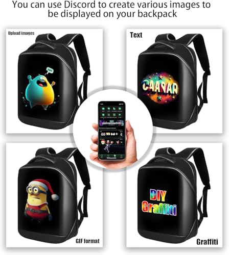 LED Display Backpack, Black, Customizable Pattern and Text, for Shopping, Travel, Cycling4