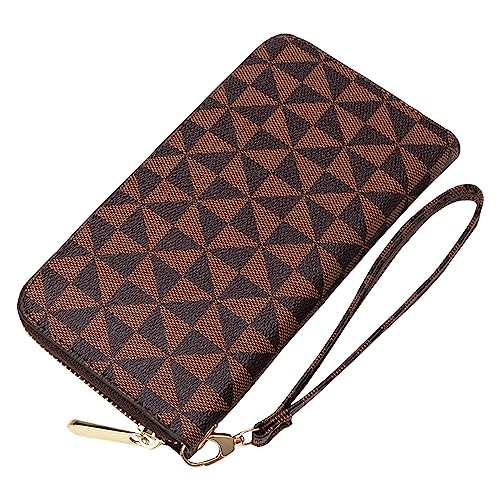 Women's wallet Wristlet Wallets for Women Large capacity travel zipper wallet multi card men's mobile phone change wallet Womans Wallet Ladies Wrist Wallet (Brown)