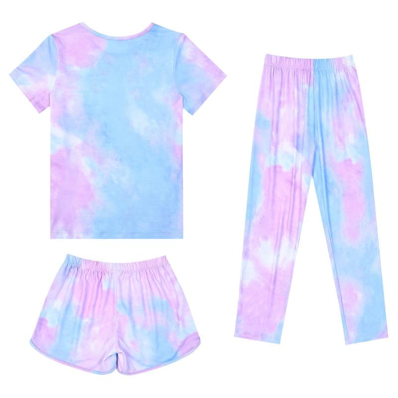 Image of Mirawise Girls 3 Pc Pajamas Sleepwear Cotton Pjs Clothes Set 4-13 Years
