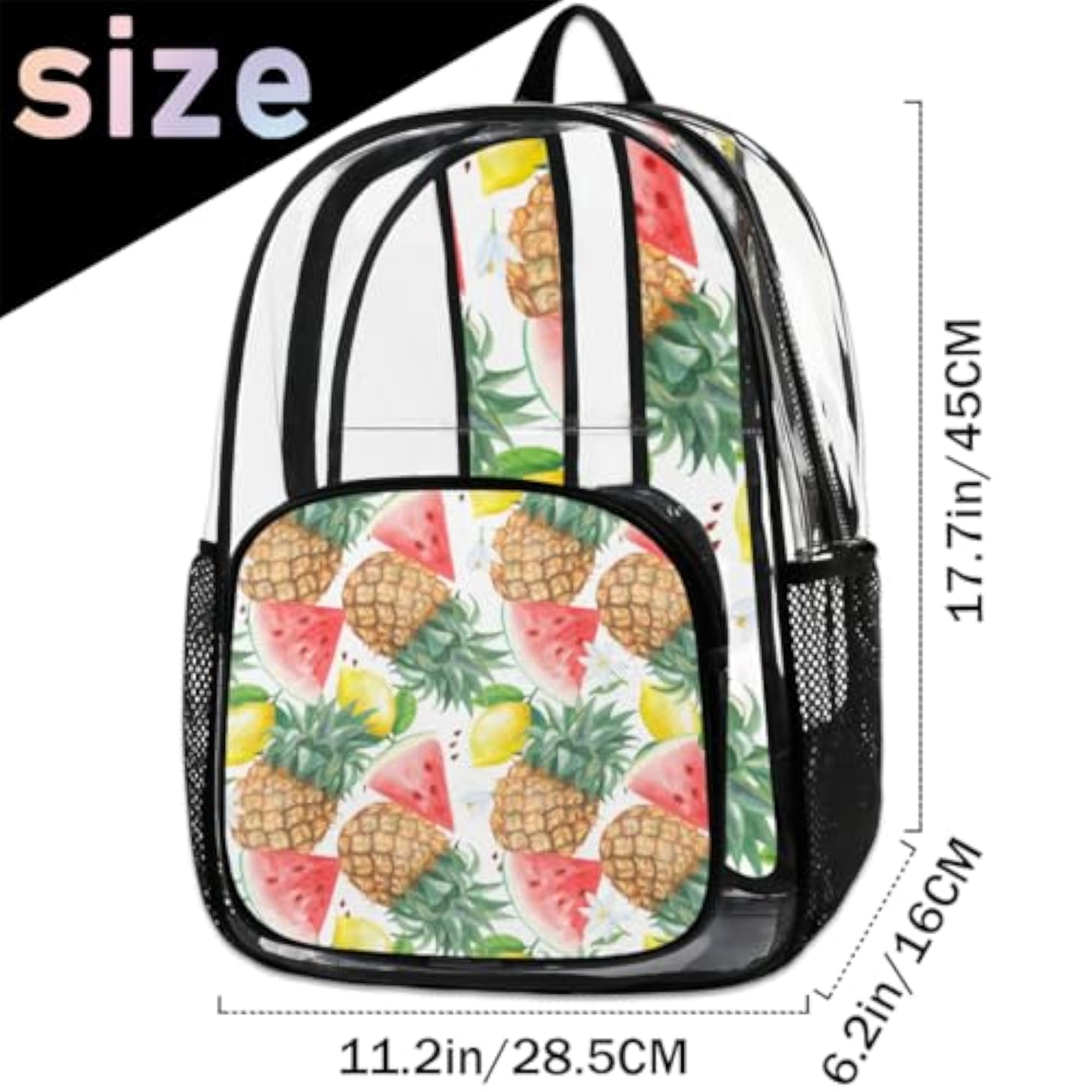 Pineapple Watermelon Clear Backpack with Laptop Compartment