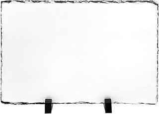 XHKDSYMC 1 PC Sublimation Slate Blanks, 11.8x7.9 Inch Sublimation Blank Slate Rock Stone Rectangular Sublimation Photo Slate with Display Holder DIY Rock Slate for Sublimation