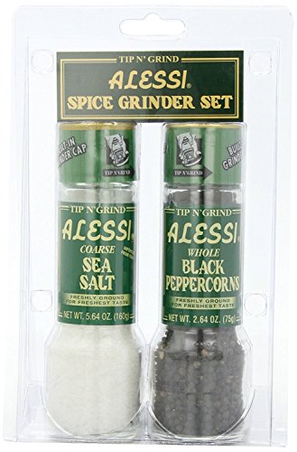 Set de molinillos Alessi con sal marina y pimienta negra pack de 3