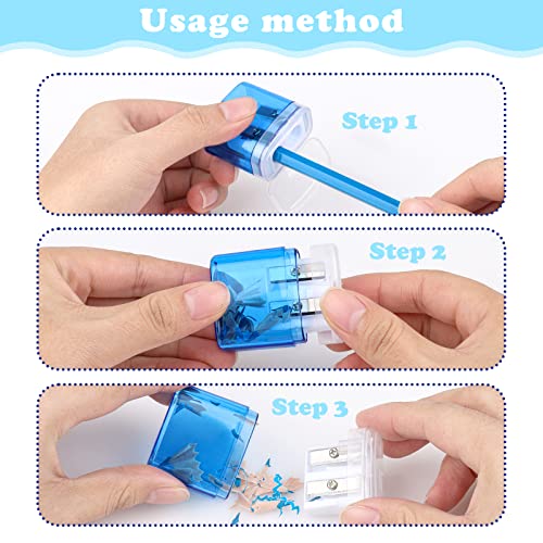 24 Pieces Pencil Sharpeners Manual Dual Holes Pencil Sharpener with Lid Portable Colorful Crayon Sharpener for Kids & Adults, School, Office, Home, Travel