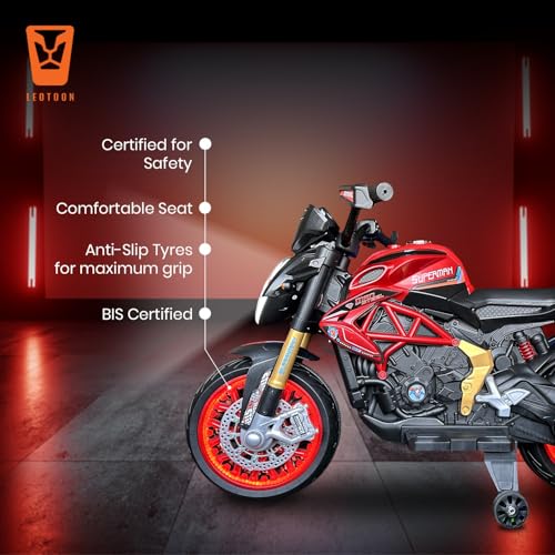 Image of 800cc Superman Bike | 12V /5AH Battery | 12V /15000 RPM 2 Motors | Hand Accelerator | with Bluetooth | Key Start | Dazzling LED Wheels | Multimedia Fun | BIS Certified | (Superman) (3-10 Years)