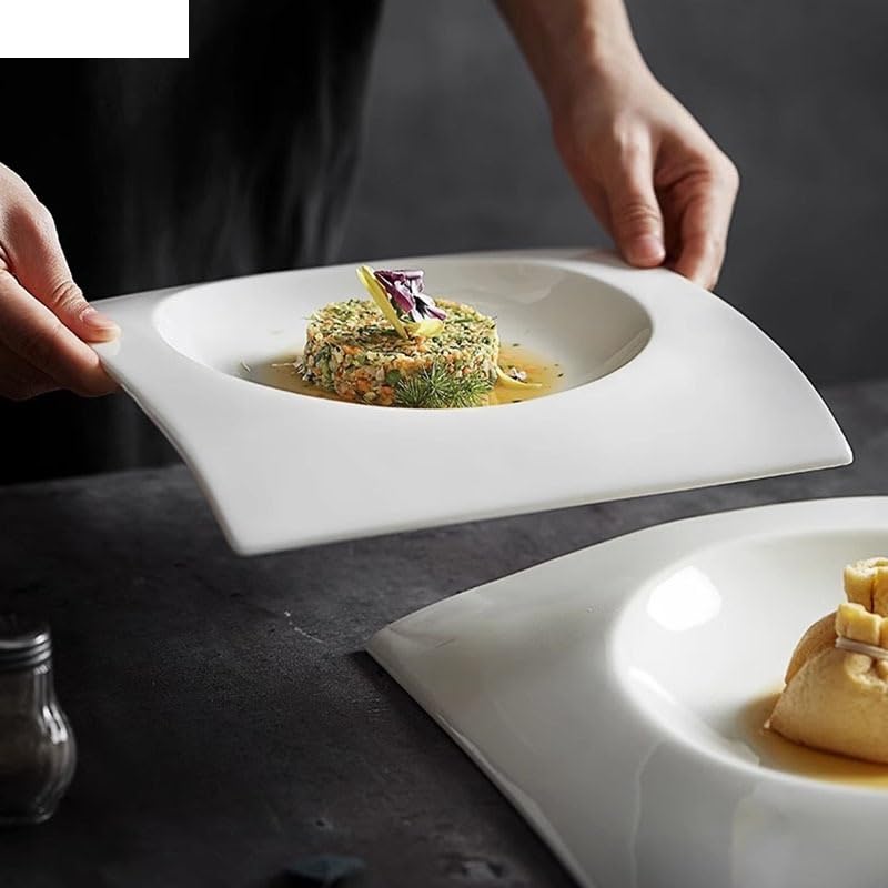 Forniture Per Feste Piatto piano in ceramica Piatto fondo quadrato creativo Piatto fondo spesso Piatti da dessert Piatti da sushi Ristorante Specialità da tavola Piatto freddo Piatti Della Festa (Col
