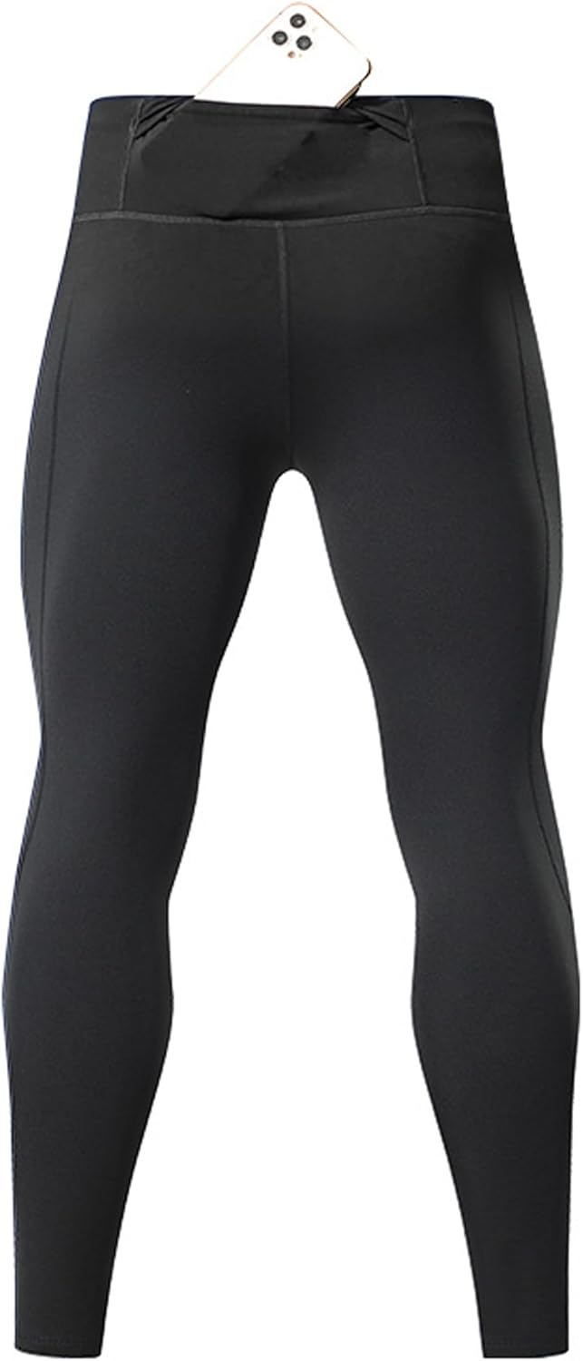 [IYOGA] メンズ コンプレッション スポーツタイツ トレーニング ランニング タイツ ストレッチ UVカット ジムパンツ 通気性 速乾 プラスサイズ ドローストリング ポケット付き バスケットボール 登山 レギンス フォーシーズン