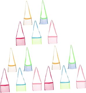 BCOATH 15pcs Beach Toy Net Bag Sea Shells for Kids Mesh Tote Bag for Beach Travel Toy Shell Collecting Bag Toy Storage Bags Beach Toy Bag Polyester Beach Sand Toys Bags Shell Bags Grid