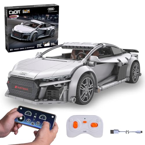 JAMARA 402898 CADA Audi R8 Coupé 1:14, 2,4 GHz Bricks, modellino auto, auto da corsa, auto sportiva per bambini dai 6 anni, radiocomandata, idea regalo, doppia modalità, fedele ai dettagli