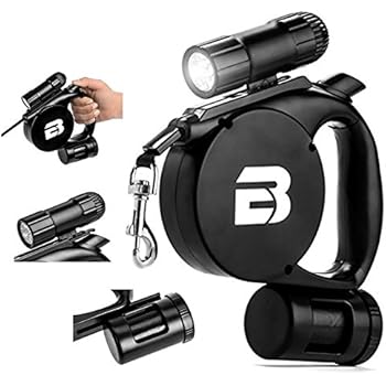 dog leash with light and bag holder