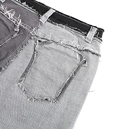 THUNDER STAR Women High Waist Patchwork Jeans Stretchy Denim Pants4