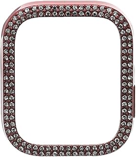 جراب ساعة ذكية من السيليكون بحماية 360 درجة بحواف كريستال متوافق مع ابل مقاس 45 ملم - لون روز شفاف