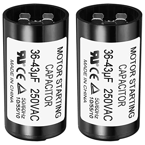 PATIKIL Motor Start Capacitor, 2 Pack 36-43uF/Mfd 250V 50/60Hz CD60 Run Capacitor for Electric Motor Starts Running