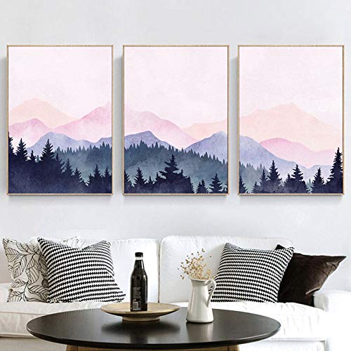 Affiches de montagne art abstrait pour créer un salon zen et moderne triptyque 50x70