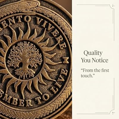 Memento Mori Coin Medallion Stoicism Gift Amor Fati Metal Gold Color Token EDC Challenge Stoic Reminder Pendant Momento Mori Gift for Daily Stoic Practice Memento Vivere Skull