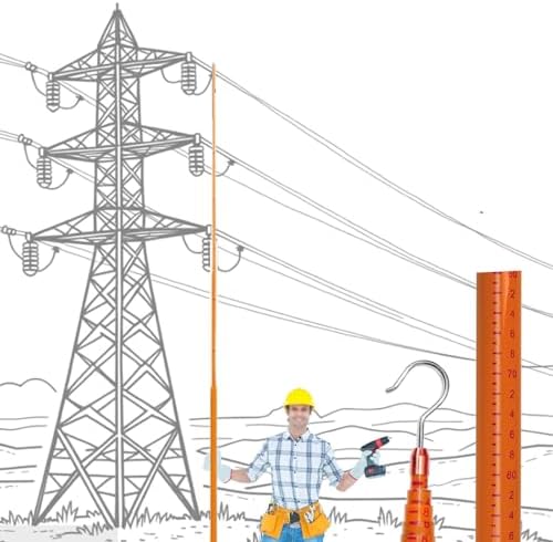 Adjustable Height Measuring Stick for Telecom Towers - Epoxy Resin Survey Grade Pole with Carrying Bag, Perfect for Lineman Live Power Line Work & Field Surveys