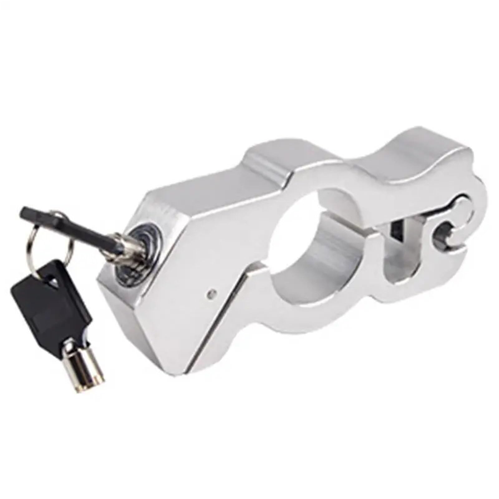 Motorcycle Handlebar Lock Motorcycle Modified Handlebar Lock Helmet Anti-Theft Electric Vehicle Dirt Bikes Aluminum Alloy Fixed Horn Motorbike Lock Security(Sliver)