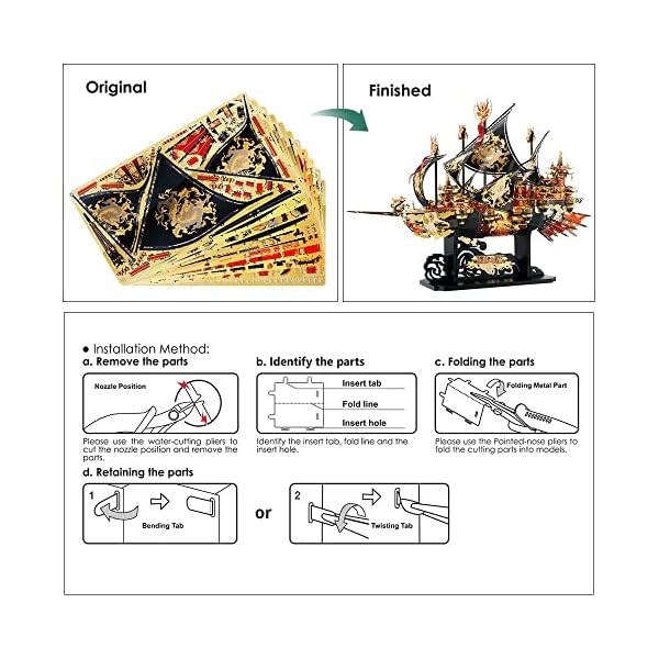 piececool 3D Puzzle modellbausatz Erwachsene 3D Metall Puzzle 3D DIY Metallmodell-Puzzles für Schlachtschiff des Windes… – Bild 6