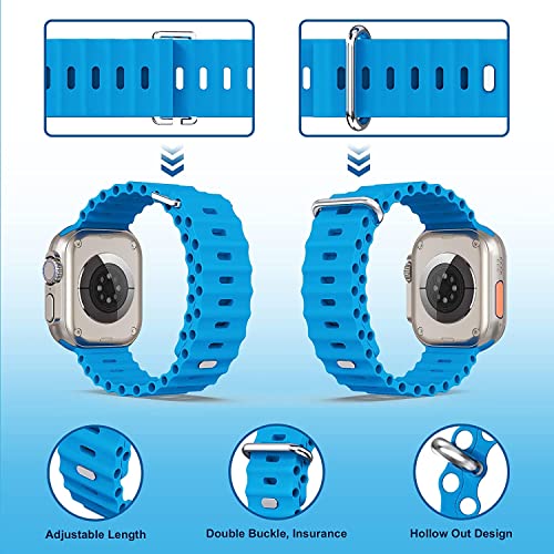 Image of IBS Ultra Seris 8 Smart Watch Men Two Watch NFC Door Unlock Smartwatch Bluetooth Call Wireless Charge Fitness Bracelet (Ultra Sky Blue Rubber Strap(SBRS))