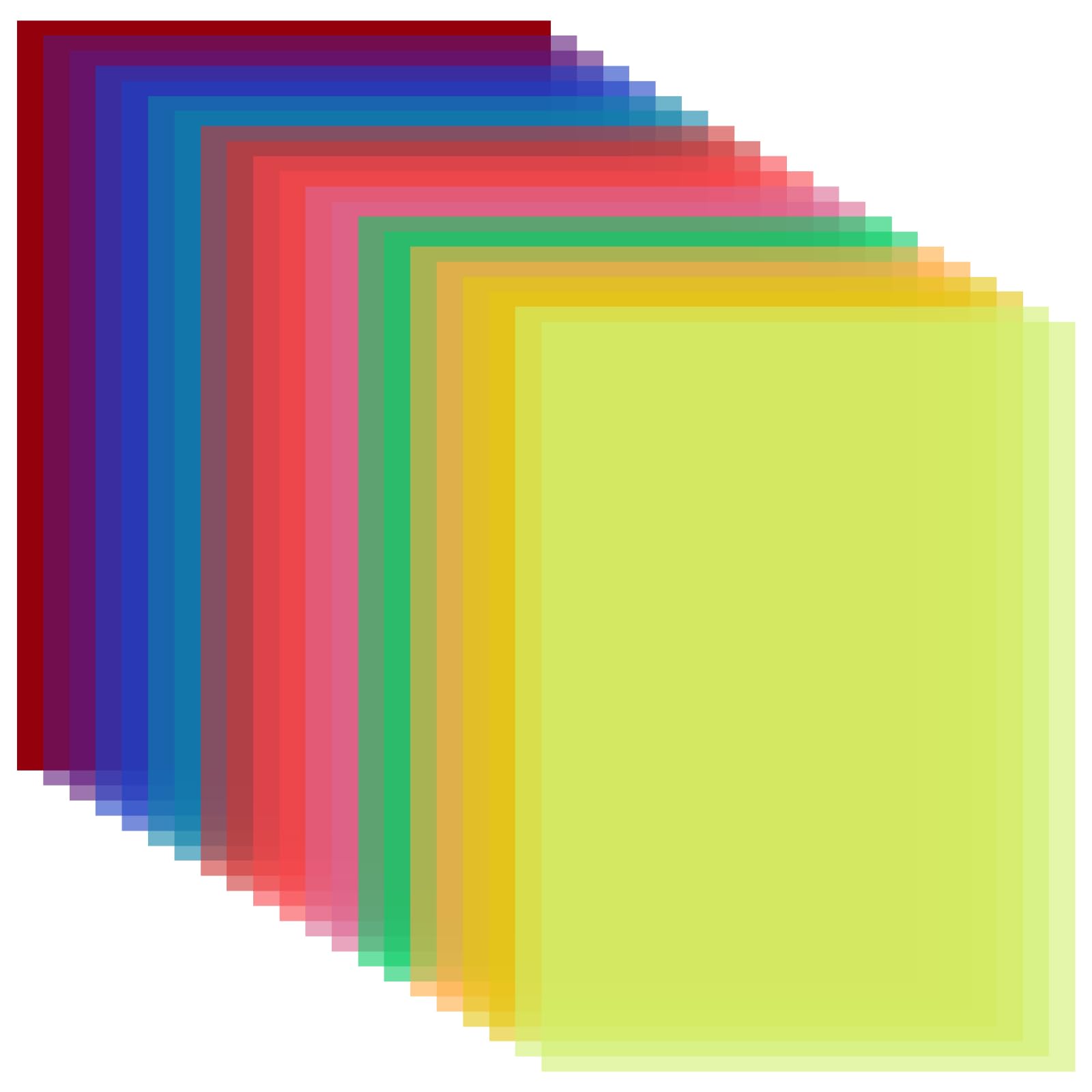 21 Sheets A4 Coloured Overlays for Reading Dyslexia, Dyslexic Overlay Sheet