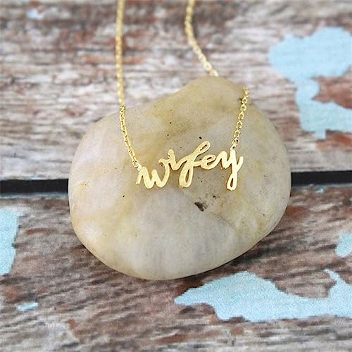 Stylish simple wifey necklace wifey wife English letter pendant clavicle chain3