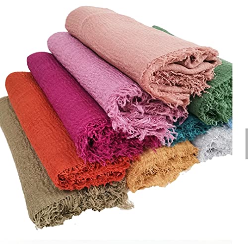 Image of Iba & Isba Women's Plain Crinkled Scarves, Stoles, Hijab (76 x 36 inch)