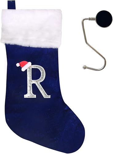 Vista 70 de Medias de Navidad con monograma de 20 pulgadas con letras, medias de Navidad súper suaves, medias grandes con monograma, medias de letras rojas