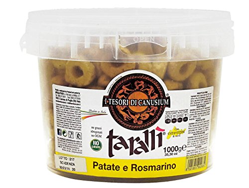 I Tesori di Canusium: "Patate e Rosmarino" Italian Taralli, Potatoes and Rosemary Taste - 35.3 Ounces (1000gr) Package [ Italian Import ]