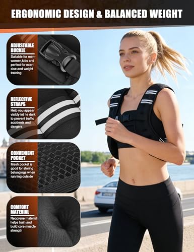 Image of Henkelion Weighted Vest Weight Vest for Men Women Kids Weights Included, Body Weight Vests Adjustable for Running, Training Workout, Jogging, Walking